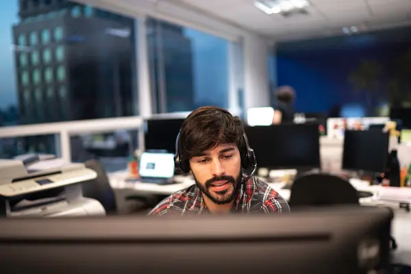 Call center employee working in the office